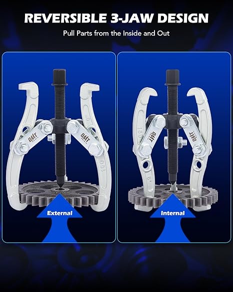 Kit Extractor de Engranajes Orion Motor Tech 3"-8" – 3 Mandíbulas Reversibles para Rodamientos y Poleas