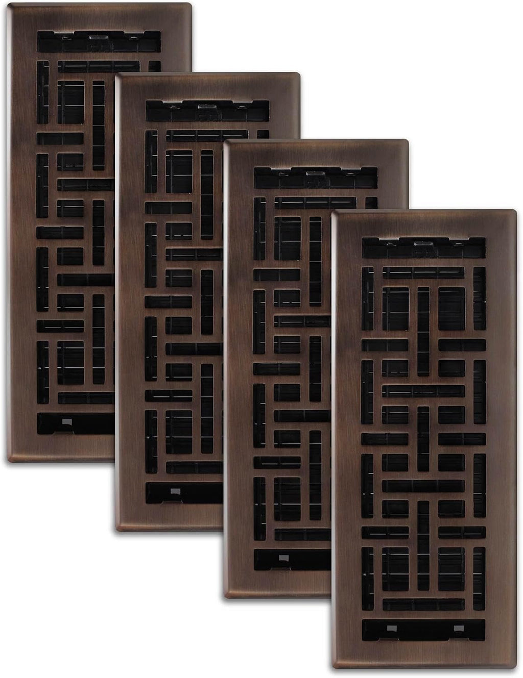 Rejilla decorativa (paquete de 4) AJH412-RB, rejilla de piso oriental, 4x12 pulgadas, acabado bronce frotado