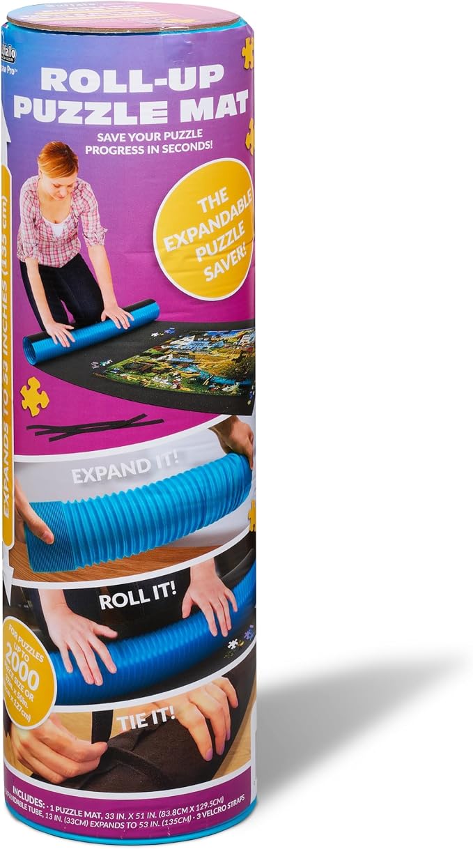 Buffalo Games - Tapete de rompecabezas enrollable - Tamaño jumbo para rompecabezas de hasta 2000 piezas - Fácil almacenamiento y limpieza - Tubo expandible para rodar - Guarda tu rompecabezas