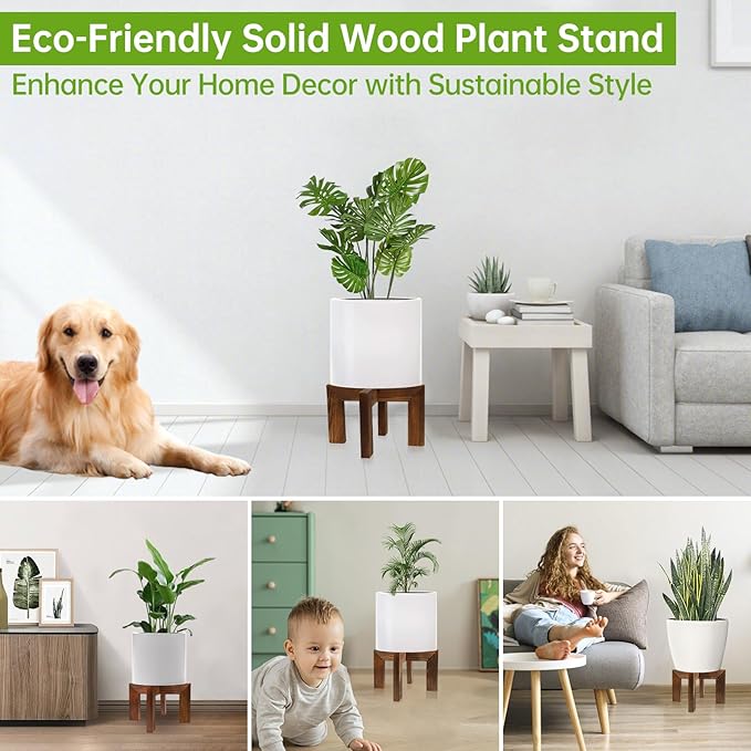 Soporte de madera para plantas para interiores y exteriores, soporte para macetas de gran tamaño, soporte resistente y estable, se adapta a la mayoría de macetas de tamaño en la habitación