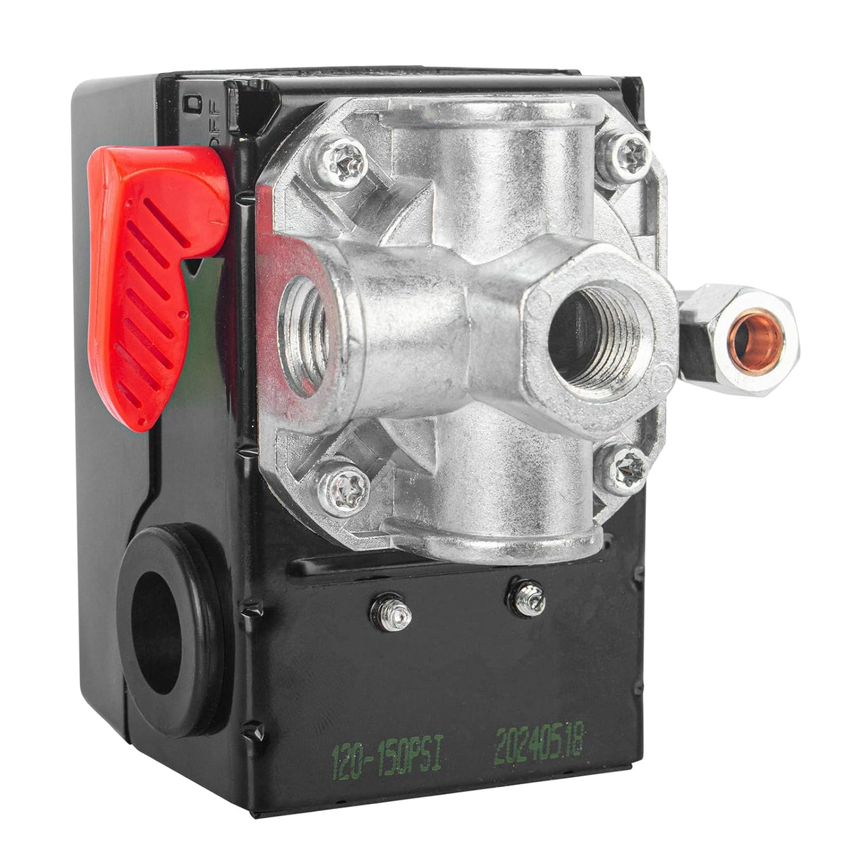 Interruptor de Presion Z-D26612 para Compresor de Aire | Repuesto para Porter Cable | 150/120 PSI | D26612 | 4 Puertos | 120V