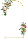 Wokceer Arco de fondo para bodas de 2,2 m (7,2 pies), soporte de metal dorado para arco de fondo para ceremonia de boda, fiesta de cumpleaños, despedida de soltera, baby shower, fotomatón, decoración de arcos florales con globos para jardín