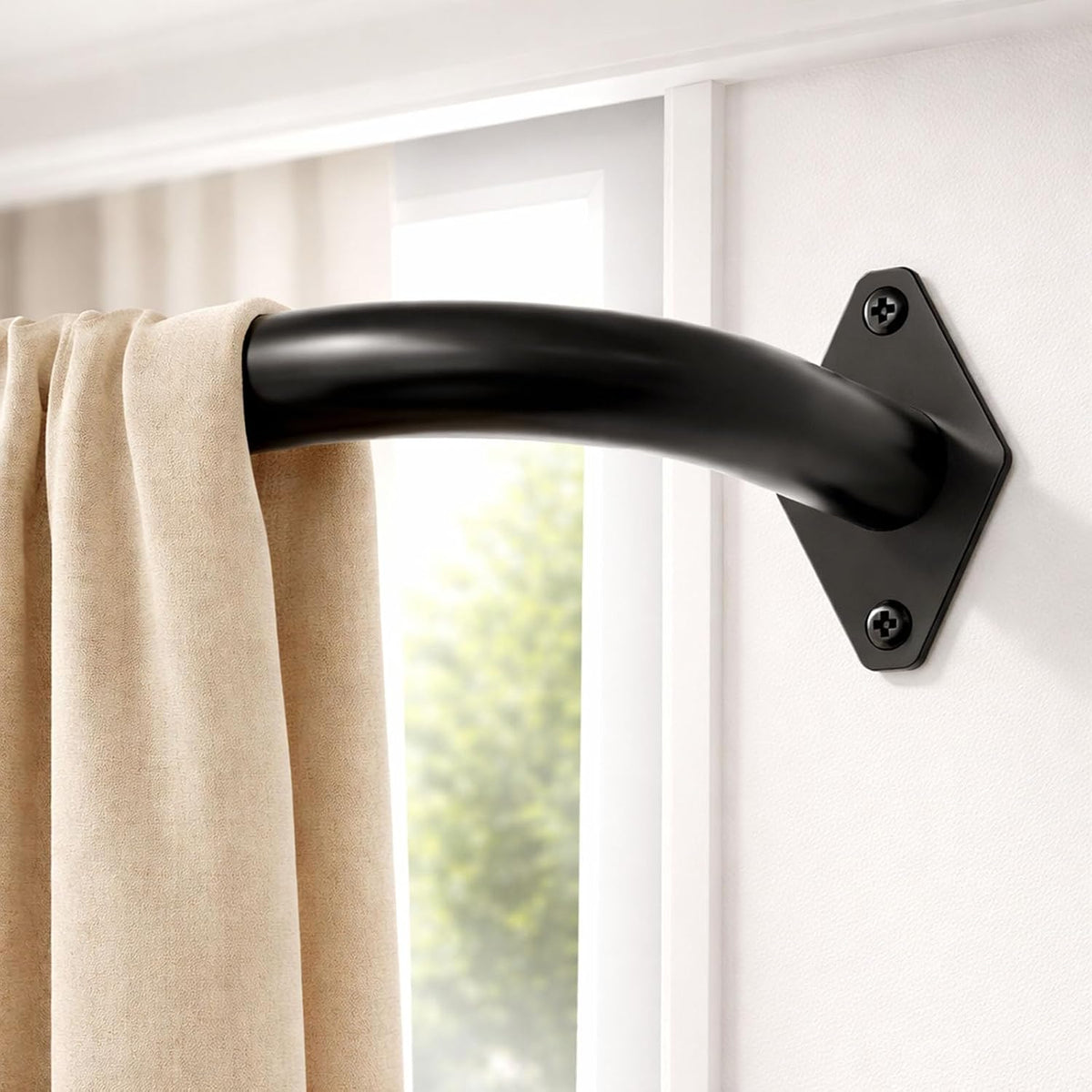 Varilla Cortinas Opacas Ajustable 71-122 cm, Varilla Envolvente Negro Resistente, Decorativa Moderna para Oscurecer Habitación