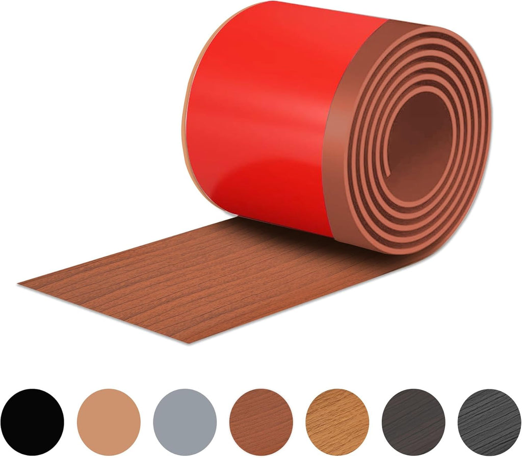 Moldura Adhesiva Flexible para Pared Red Teak – 3" x 10 Pies, Peel and Stick, Zócalo Decorativo
