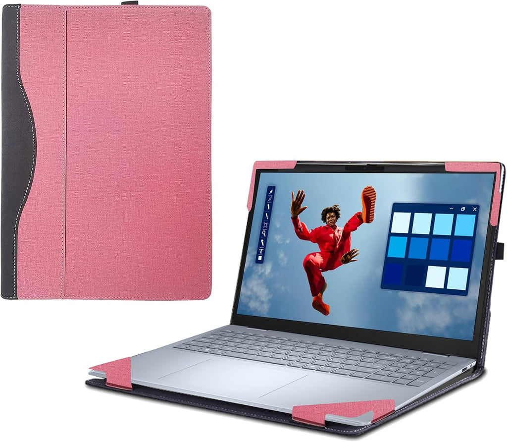 Funda de Cuero PU para Dell 16 Plus DB16250 / DB16255 y 16 Plus 2-en-1 DB06250 – Protección Integral con Cárcasa Desmontable, Color Rosa