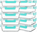 KOMUEE 10 Paquetes Contenedores de Vidrio para Preparación de Comidas 900ml, Contenedores de Almacenamiento de Comida de Vidrio con Tapas Herméticas, Cajas de Almuerzo Bento, Microondas, Horno, Congelador y Lavavajillas, Verde