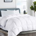 Edredón refrescante COHOME tamaño Twin/Twin XL, relleno de plumón sintético acolchado para todas las estaciones, edredón GentleSoft de lujo para hoteles con tecnología antiaglomeración y 8 pestañas - Reversible - Blanco 64x88 pulgadas
