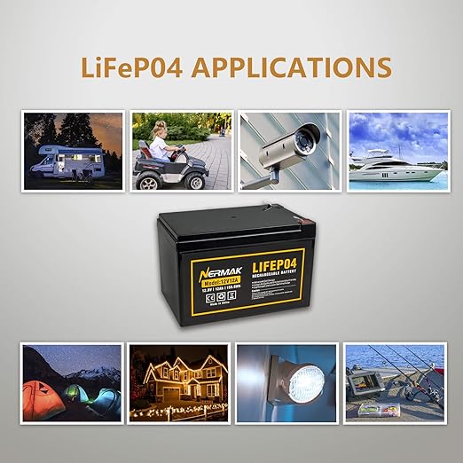 NERMAK 2 Pack 12V 12Ah LiFePO4 Deep Cycle Battery, 2000+ Cycles Lithium Iron Phosphate Rechargeable Battery for Solar Power,Lighting, Power Wheels, Fish Finder and More, Built-in 12A BMS