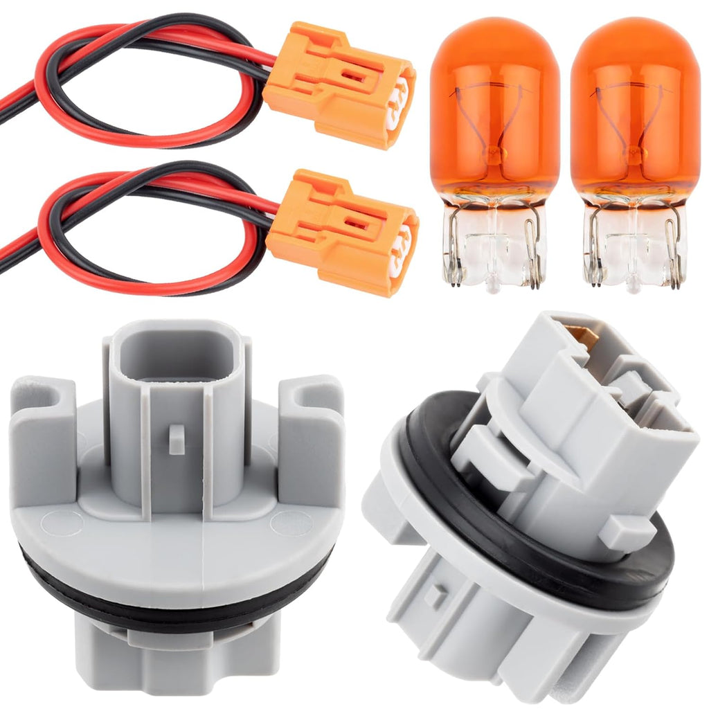 Portalámparas de intermitente Svicari, base adaptadora de intermitente con conector de arnés de cables compatible con Honda Civic Fit Insight Odyssey Pilot y Acura ILX MDX RSX. Reemplaza la pieza original 33302-S7A-003 con 2 bombillas.