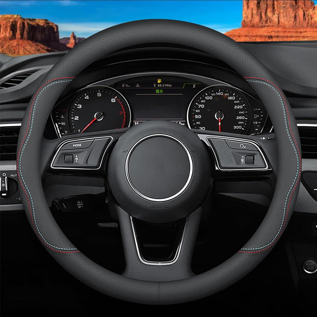 Funda para volante Deer Route a medida para Hyundai, funda de cuero premium para coche con logotipo, antideslizante, transpirable, accesorios (estilo A, para Hyundai)