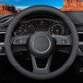 Funda para volante Deer Route a medida para Hyundai, funda de cuero premium para coche con logotipo, antideslizante, transpirable, accesorios (estilo A, para Hyundai)