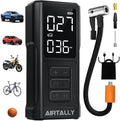 Inflador de Llantas Portátil | Compresor de Aire Recargable | 5200mAh 150 PSI | Infla Rápido | Para Llantas de Auto, Bicicleta y Balones | Doble Pantalla LED | Manómetro y Auto-Apagado