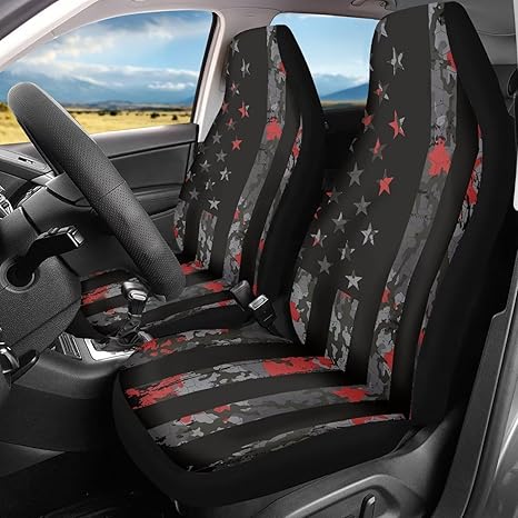 Oramclsy Fundas de Asiento Automotriz Bandera Americana Camo Patriótico — Set de 2 Piezas