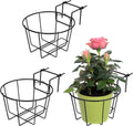 Macetero colgante ajustable TQVAI para barandillas de 1,89 a 3,5 pulgadas - Soporte para macetas de exterior para balcón o terraza, cestas metálicas para orquídeas de jardín, repisa de patio, paquete de 3, negro