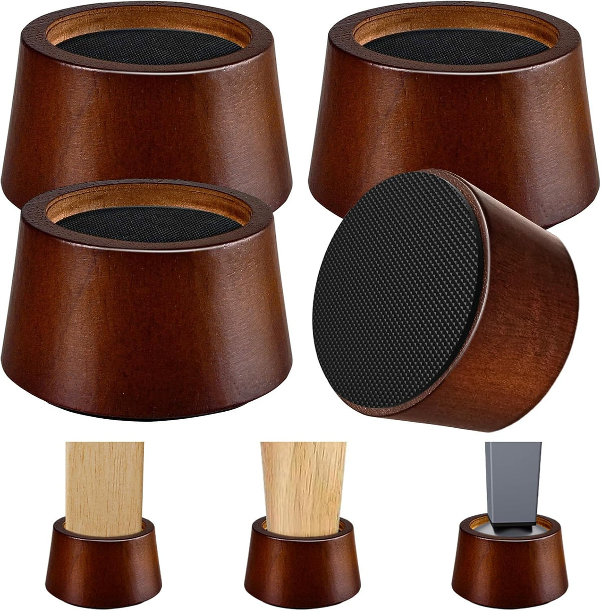 Elevadores de Muebles KOIKEY de Madera – 5 cm, Pack de 4 para Cama, Sofá, Mesa y Silla
