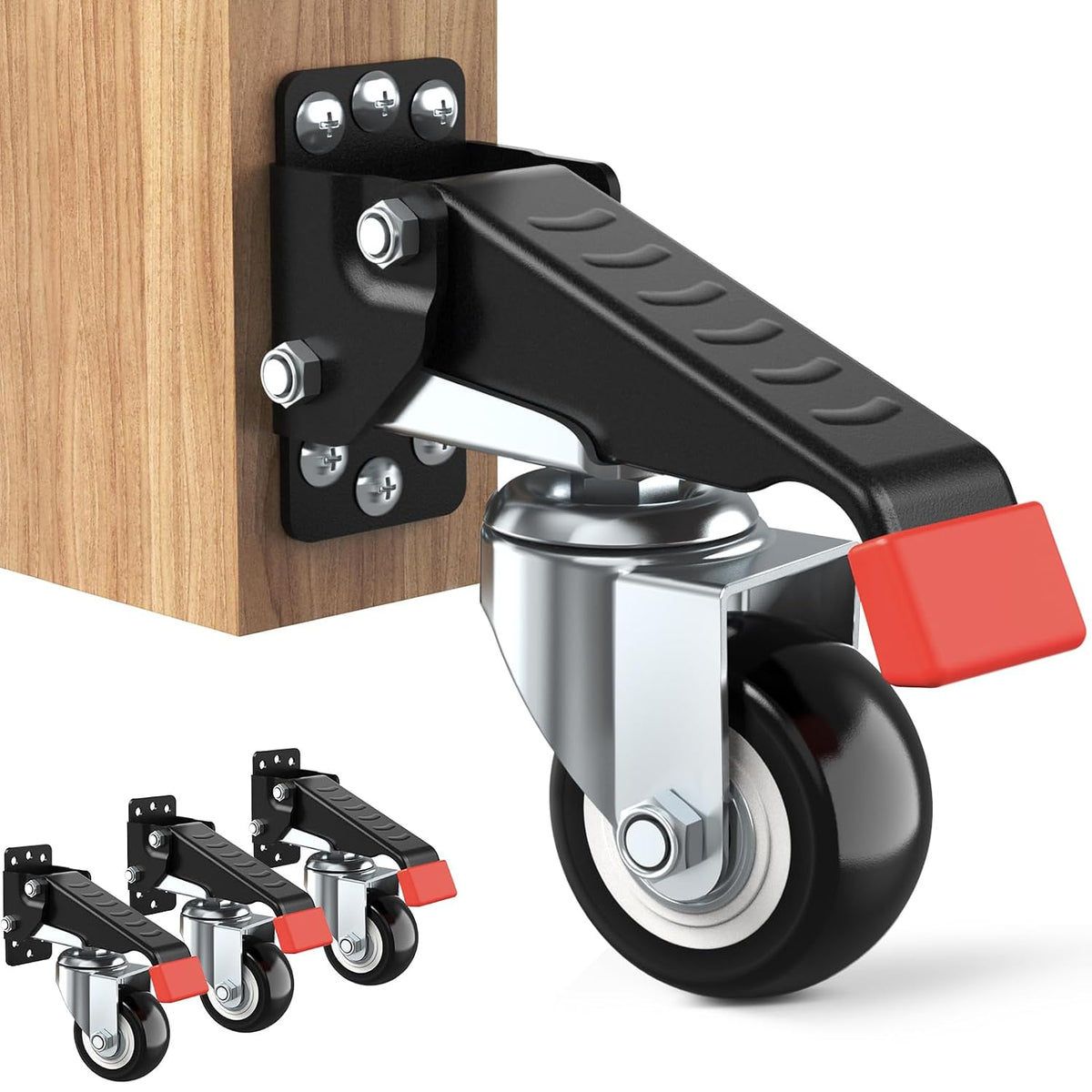 Kit de ruedas para banco de trabajo SPACEKEEPER de 300 kg (660 lb) - Ruedas retráctiles de alta resistencia diseñadas para bancos de trabajo, maquinaria y mesas, paquete de 4