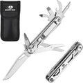 Mossy Oak - Cuchillo multiherramienta plegable de bolsillo 12 en 1 con funda, cuchillo multiherramienta de acero inoxidable con clip, herramientas de supervivencia con tijeras, abridor de botellas