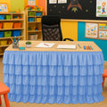 Falda de Mesa Tutu Azul 9 Pies | Con Volados para Escritorio de Maestra, Aula y Fiesta de Cumpleaños