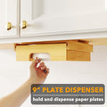 SpaceAid Dispensador de platos de papel de 9 y 12 pulgadas, soporte para platos de bambú debajo del gabinete, soportes verticales para encimera de cocina