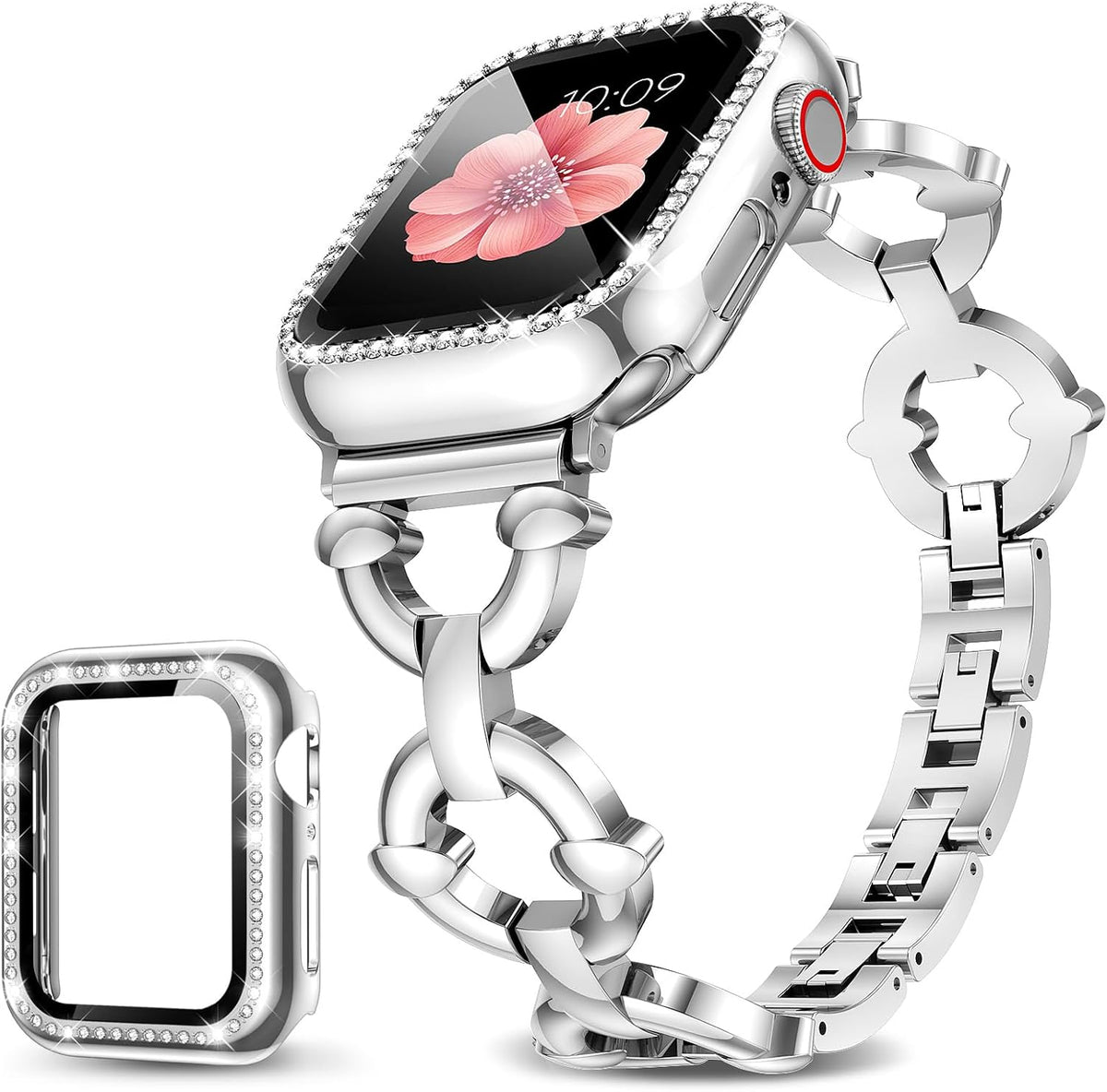Correa Metálica Mesime Bling para Apple Watch Mujer | Compatible Series 1-11, SE, 38-46 mm — Ajuste sin Herramientas, Estilo Elegante