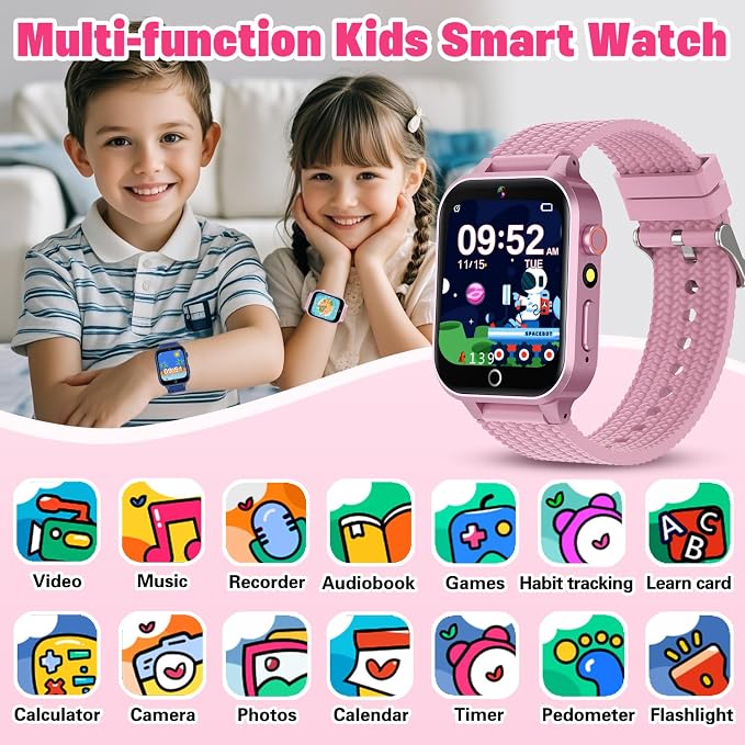 Smartwatch Educativo para Niños con Pantalla Táctil 1.5'', 26 Juegos, Cámara HD, Audiolibro y Más — NO INCLUYE CAJA, SOLO EL RELOJ Y CABLE DE CARGA, VER FOTOS