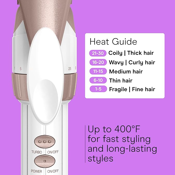 Conair Rizador de cerámica doble de 1 pulgada, barril de 1 pulgada que crea rizos clásicos, rizador de pelo para uso en cabello corto, mediano y largo, blanco/oro rosa