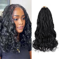 Leeven Crochet French Curl Boho 30cm 8 Paquetes | Trenzas Pre-Rizadas Goddess Box Braids Negro