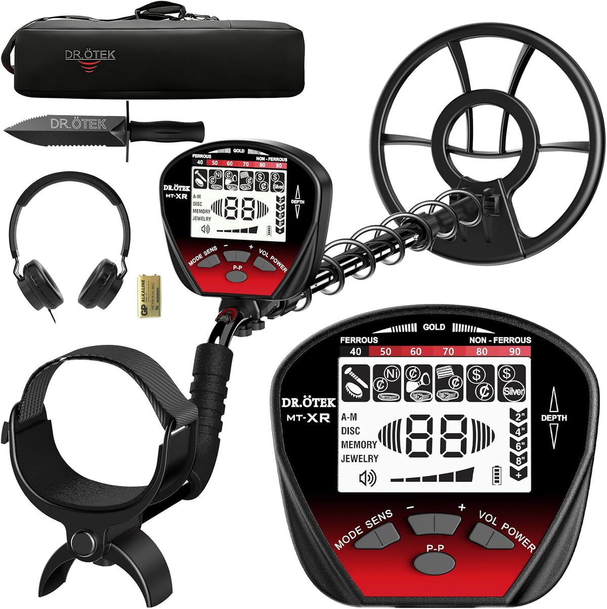Detector de Metales DR.TEK Profesional – Bobina IP68 10", Pantalla LCD Grande, Alta Precisión para Oro, Plata y Búsqueda de Tesoros en Playa, Ideal para Principiantes