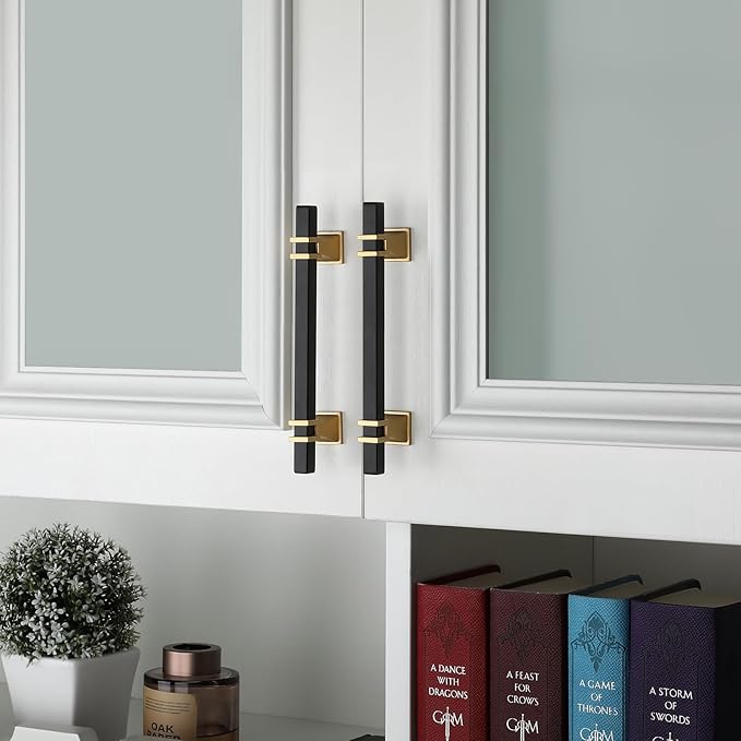 Jaladeras de Gabinete Lepatape x10 Negro y Dorado 5" – Herraje para Cocina, Cajones y Cómodas