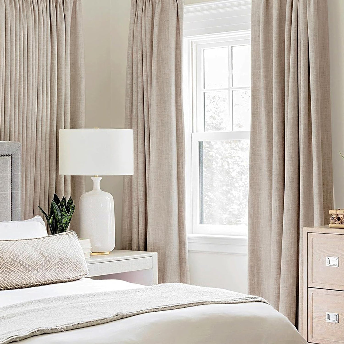 Juego de Cortinas Texturizadas con Ojales Grommet – Tipo Lino, Blackout / Room Darkening | Control de Luz y Aislamiento | Decoración Hogar