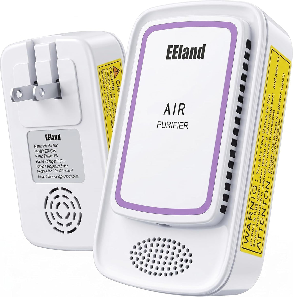 Purificador Aire Enchufable para Hogar Mascotas, Ionizadores Aire Iónico Eliminador Olor Mascotas, Desodorizante Arenero Gatos, Purificador Compacto sin Filtro Cocina Dormitorio Cuarto Pequeño, sin Ozono, 1 Paquete