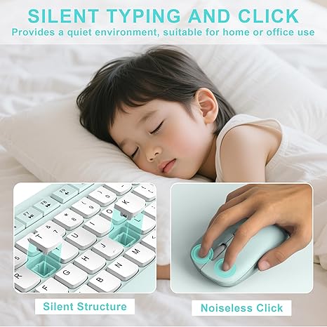 Combo de teclado y ratón inalámbrico silencioso, teclado inalámbrico de tamaño completo y ratón con DPI ajustable, receptor USB de 2.4GHz, teclado y ratón para PC, Windows, MAC, escritorio, portátil