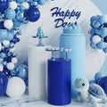 Fundas Elásticas Tigeen para Pedestales Cilíndricos Azul y Blanco – Set de 3 para Bodas, Cumpleaños y Baby Shower