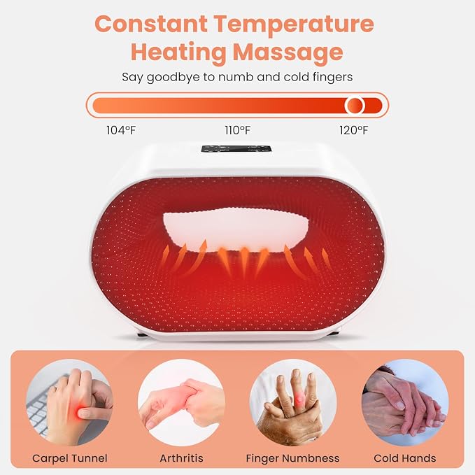 Masajeador de Manos TipTalk con Calor – Alivio para Artritis y Túnel Carpiano