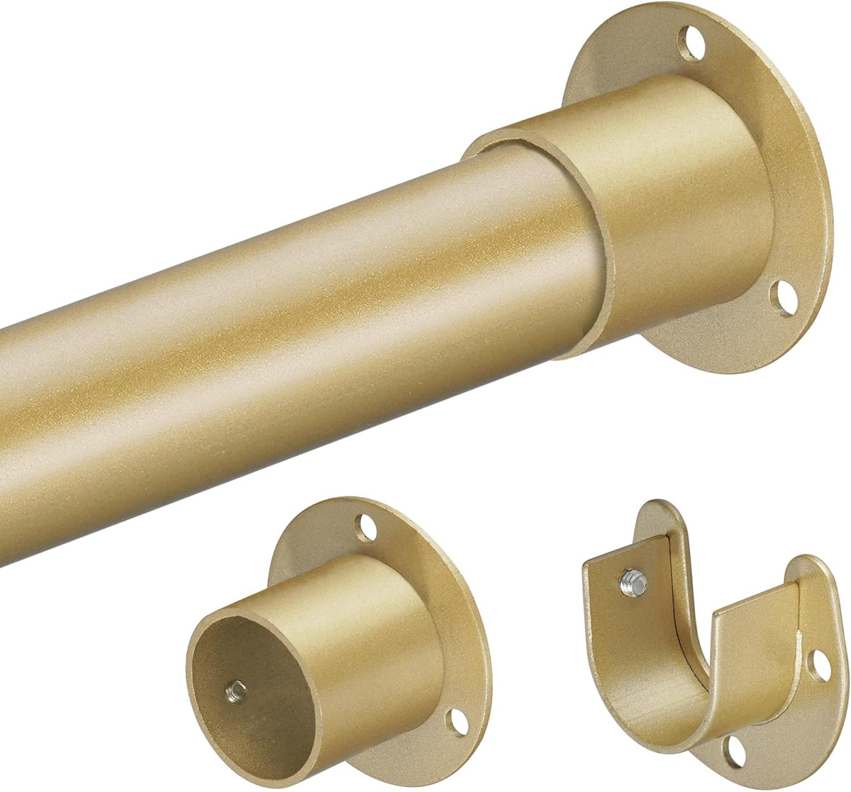 Varillas Armario Diámetro 3.3cm para Colgar Ropa 43-130cm Ajustable, Barra Armario Metal Pesada, Barra Oro para Colgar Ropa, Adecuada para Armario, Guardarropas, Baño, Ventanas