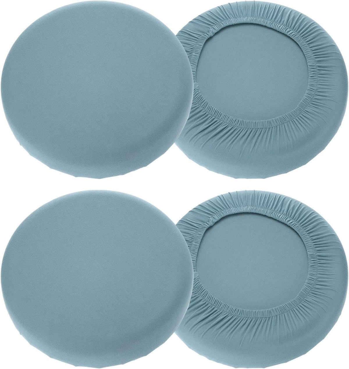 uxcell Paquete de 4 fundas redondas para taburetes, fundas lavables a prueba de polvo para taburetes de bar de 16 a 18 pulgadas, cojín de asiento elástico para decoración de bar, cocina y sala de estar, azul grisáceo