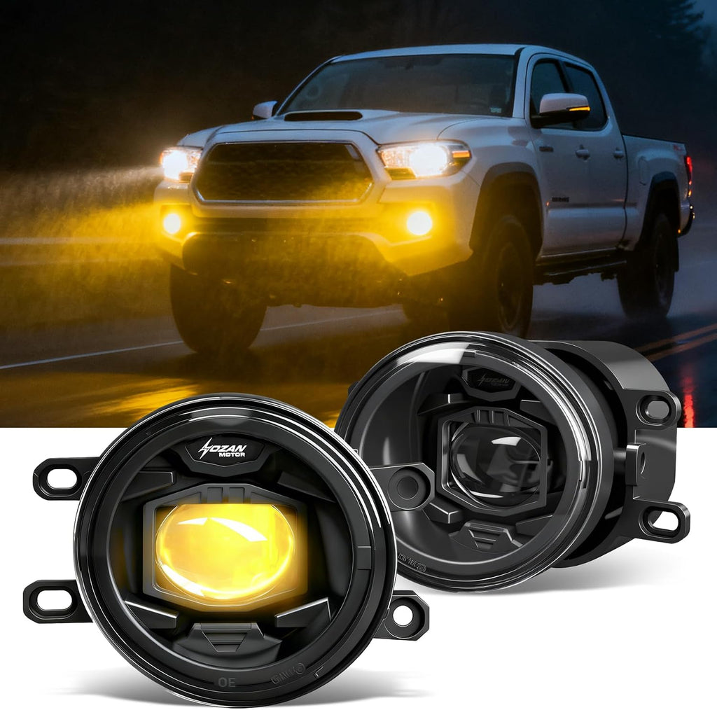 Faros antiniebla LED amarillos OFFROAD GAMERS para Toyota Tacoma 2016-2023, 4Runner 2014-2023, Tundra 2014-2019 - Luces de conducción redondas ámbar, homologadas por el DOT, reemplazo OEM Plug & Play (1 par)