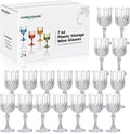 XUWAIDSGN 24 Pcs 7oz Plastic Vintage Wine Glasses Drinking Glasses Unbreakable Wedding Glassware Crystal Water Goblets Reusable Drinkware Vintage Champagne Flutes (24, Clear)