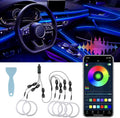 Luces LED inteligentes para interior de coche LivTee con puerto USB, tira LED de fibra óptica, iluminación ambiental, control inalámbrico por aplicación, sincronización con música, decoración interior, regalo para hombres y mujeres, 6 en 1 