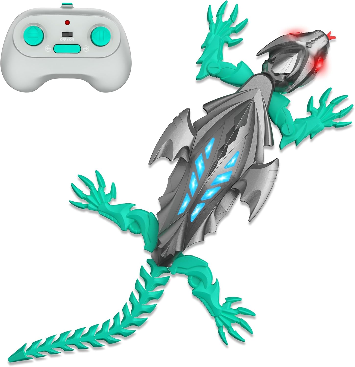 TWFRIC Wall Climbing Gecko RC Toy - 2.4G Remote Control 98ft Range - LED Eyes - Climbs Walls, Glass & Floors - Rechargeable USB-C - For Kids Ages 6+ - Grey - Halloween & Christmas Gift