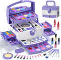 PERRYHOME - Set de maquillaje para niñas (56 piezas), lavable, no tóxico, con diseño de Frozen, ideal como regalo de cumpleaños para niñas de 3, 4, 5, 6, 7, 8, 9, 10, 11 y 12 años. 