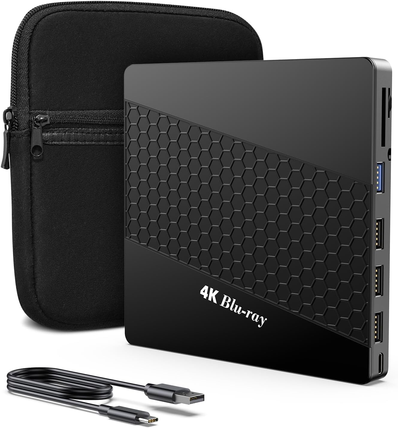 Unidad externa de Blu-ray 4k para PC, reproductor portátil de Blu-ray UHD 4k, puerto SD/TF con estuche, reproductor de Blu-ray HD USB 3.0, unidad óptica externa de DVD+/-RW para MacBook Pro y Windows. 
