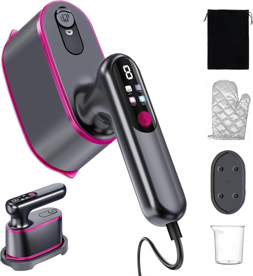 Vaporizador de Viaje para Ropa 2 en 1 Plancha y Vapor | 4 Modos Pantalla LCD 1200W Calentamiento en 15s Tanque 180ml (100-120V)
