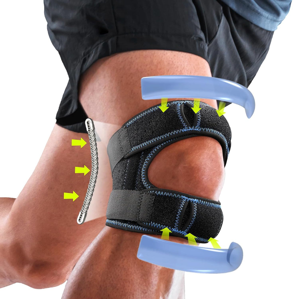 Correa Soporte Tendón Rotuliano LETSHAKE con Estabilizadores Laterales & Almohadillas Gel Rótula, Correa Rodilla Mujeres Hombres Desgarro Menisco, Alivio Dolor Rodilla, Dolor Artritis Soporte, Bandas Rótula Doble (Grande)