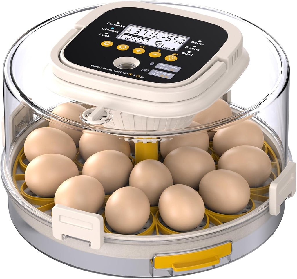 18 incubadoras para incubar huevos, incubadora de huevos con volteo automático y control de humedad, incubadora de huevos inteligente con ajuste automático de temperatura.