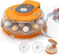Incubadora de 15 Huevos con Rellenado Lateral de Agua | Control Automático de Humedad, Volteo Automático, Temperatura Ajustable y Mirador de Huevos | 2 Bandejas para Gallina, Pato y Codorniz