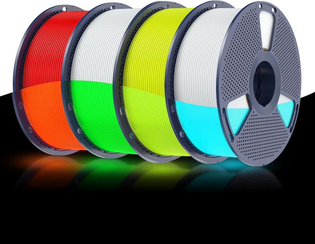 SUNLU Glow in Dark PLA Bundle, Neatly Wound Luminous PLA 3D Printer Filament 1.75mm, Dimensional Accuracy +/- 0.02mm, 4kg in Total, 1kg per Spool, 4 Pack. (Glowing Blue/Green/Red/Yellow)