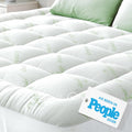 Ultra Soft Full Size Mattress Topper - Viscose Made from Bamboo Pillow Top Mattress Pad for Back Pain Relief - Naturally Cooling for Hot Sleepers, Green