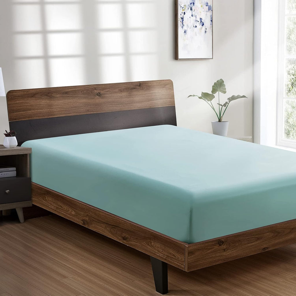 Sábana bajera FreshCulture tamaño California King solamente - Sábana bajera de calidad hotelera - Ultrasuave y transpirable - Microfibra cepillada - Bolsillo profundo - Sábanas bajeras refrescantes para cama tamaño California King (azul spa)