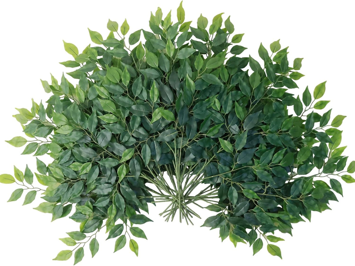 mizii 24 Tallos de Follaje Artificial | Hojas Verdes de Seda Ficus 58cm | Guirnalda Plantas Falsas para Centros de Mesa Bodas Arcos Decoracion
